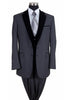 Mens Vested 2 Button Suit with Black Velvet Collar and Vest in Black