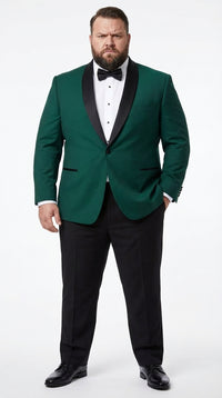 Men’s Emerald Green Tuxedo Jacket with Black Satin Shawl Lapel | Prom Dinner Blazer