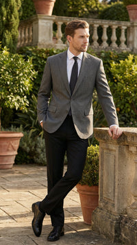 Men’s Charcoal Grey Pinstripe Blazer – Classic Tailored Formal Jacket for Business, Professional Wear Sportcoat