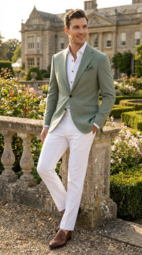 Men’s Sage Green Blazer – Two Button Notch Lapel Formal Jacket for Wedding, Summer and Party Wear in Light Green Sport Jacket