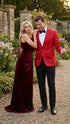 Men’s Red Paisley Velvet Blazer - Christmas new year Sport Coat Jacket - Prom 2026 Collection