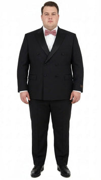 Tiglio Brand 100% Wool Super 150s Italian fabric Men’s Classic Black Double-Breasted Tuxedo with Satin Peak Lapel – Formal Wedding & Gala Suit Set