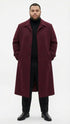 Men’s Full-Length Burgundy Overcoat – Microfiber 4 season fabric  Long Formal Coat with Classic Tailored Maxi Duster Coat