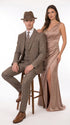 Men’s Brown Herringbone 3 Piece Suit – Vintage 1950s Inspired Tweed Vested Classic Suit