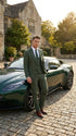 Men’s Forest Green Three Piece Suit – Double Breasted Vest Formal Wedding and Business Suit Set Olive Green Slim Fit