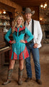 Men’s White Cowboy Blazer with Black Satin Lapel – Western Formal Tuxedo Style Jacket