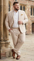 Men’s Big and Tall Beige Linen Suit – Summer Wedding and Formal 2-Piece Suit
