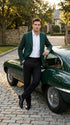 Zacchi Brand Men’s Dark Green Textured Blazer – Classic Single Button Sport Coat with Notch Lapel Formal Jacket