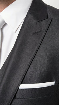 Men’s Black Three Piece Suit – Modern Fit 3PC Formal Suit with Vest for Weddings, Prom and Business Events Sharkskin Shiny Fabric