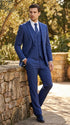 Men’s Cobalt Blue 3 Piece Suit – Indigo Light Blue Pinstripe Formal Suit with Vest for Wedding, Business Modern Fit Two buttons