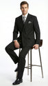 Men’s Black Pinstripe Double Breasted Suit – Peak Lapel Classic Fit Formal Business Conservative settle stripe