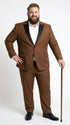 Men’s Light Brown Vested Piece Suit – Elegant Formal Suit with Contrast Lapel for Wedding, Party