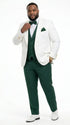 Men’s White and Hunter Green 3 Piece Suit – Elegant Formal Suit with Vest, Wedding Tuxedo Suit for Prom and Party Wear