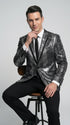Men’s Black and Charcoal Gray Snakeskin Print Blazer, Animial Exotic Skin Alligator Crocodile Texture