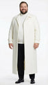 Mens Off-White Long Trench Coat – Overcoat with Classic Clean Design Duster Maxi Coat in Ivory Color