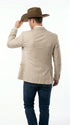 Men’s Cream Tan Beige Windowpane Plaid Western Blazer, Formal Cowboy Wedding Prom Sport Coat Jacket