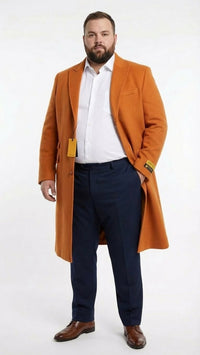 Men’s Orange - Rust Wool Blend Long Overcoat – Topcoat Carcoat Topcoat