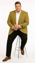 Men’s Mustard Gold Yellow Houndstooth Blazer Jacket, Check Pattern Formal Sport Coat for Weddings, Prom, Business 2 Buttons Modern Fit