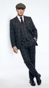 Men's Thomas Shelby Dark Grey Plaid 3-Piece Suit – Peaky Blinders 1920s Vintage Tweed-Style Wedding Suit with Matching Vest & Pants