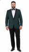 Men’s Green Tuxedo Suit – Slim Fit Jacket with Black Satin Shawl Lapel and Black Pants in Hunter Green
