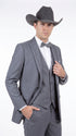Men's Medium Grey Western 3-Piece Tuxedo Suit with Vest – Cowboy Style Formal Country Outfit