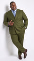Men’s Olive Green Double-Breasted Suit – Classic Peak Lapel Wedding, Business Hunter Color
