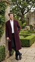 Men’s Burgundy Long Coat – Classic Fit Wool Blend Overcoat - Topcoat Full length