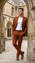 Men’s Burnt Orange Modern Fit Suit – Slim Fit Wedding, Prom and Formal 2-Piece Suit Copper Brick Color