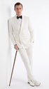 Men’s Ivory Double-Breasted Tuxedo – Vintage Wedding, Prom and Black-Tie Formal Suit off white cream