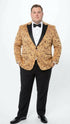 Men’s Yellow Gold Baroque Pattern Tuxedo Blazer Suit – Party and Wedding Jacket Prom Paisley Black Pants