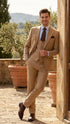 Men's Tan Three-Piece Suit with Vest – Classic Tailored Fit  in camel khaki Bronze color By Rossiman