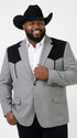 Men’s Grey Western Blazer with Black Suede Yoke – Cowboy Sport Coat for Rodeo, Country Wedding & Ranch Wear