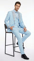 Men’s Light Blue Suit with Silver Glitter Lapel – Light Blue Formal Tuxedo Suit for Prom, Wedding and Special Occasion Wear in Sky Baby Blue