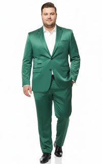 Mens Shiny emerald Green Sateen 2-Piece Slim Fit Suit – Formal Blazer and Pants Set Prom Wedding