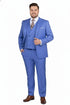 Men’s Light Blue Double-Breasted 3-Piece Suit Set – Tailored Fit Formal Business Suit in Steel Blue Sky Blue Color
