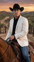 Men’s Ivory Western Blazer – Cream Cowboy Sport Coat Jacket with Notch Lapel in cream color