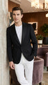 Men’s Classic Black Dinner Jacket – Satin Peak Lapel Formal Tuxedo Blazer