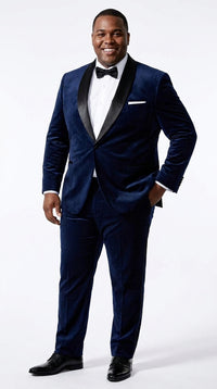 Men’s James Bond Inspired Navy Blue Tuxedo – Black Shawl Lapel Wedding & Prom Suit
