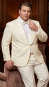 Men’s Ivory Off White Jacquard Dinner Jacket – Cream Tuxedo Blazer for Weddings & Formal Events + Bowtie included