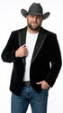 Men’s Black Velvet Western Blazer – Rhinestone Formal Cowboy Sport Jacket Removable Rhinestone Glitter Lapel