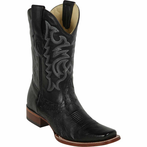 Ostrich Cowboy Boots Black Square Toe - Los Altos Boots