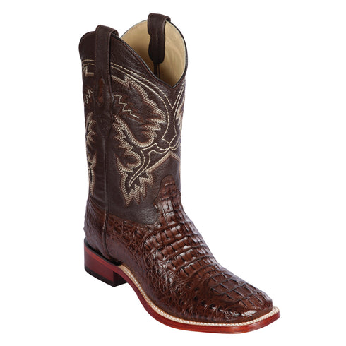 Brown Hornback Caiman Square Toe Boot