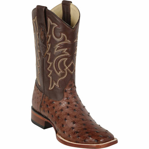 Men's Los Altos Ostrich Skin Wide Square Toe Boots - B