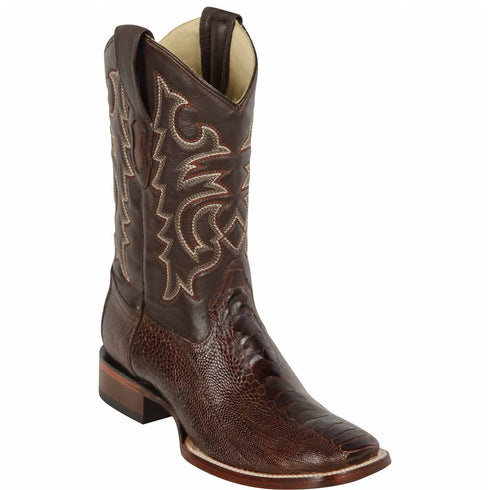 Brown Ostrich Leg Square Toe Cowboy Boot