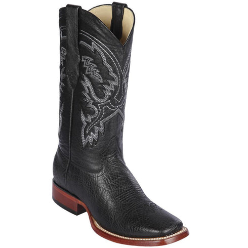 Black Square Toe Cowboy Boots Bull Shoulder - Los Altos Boots