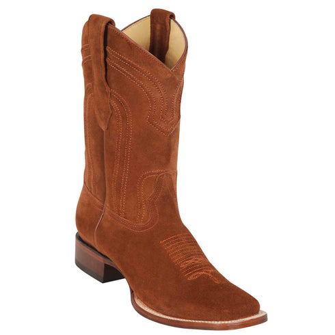 Square Toe Cowboy Suede Boots Cognac - Los Altos Boots