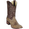 Brown Mens Caiman Belly Boots Square Toe