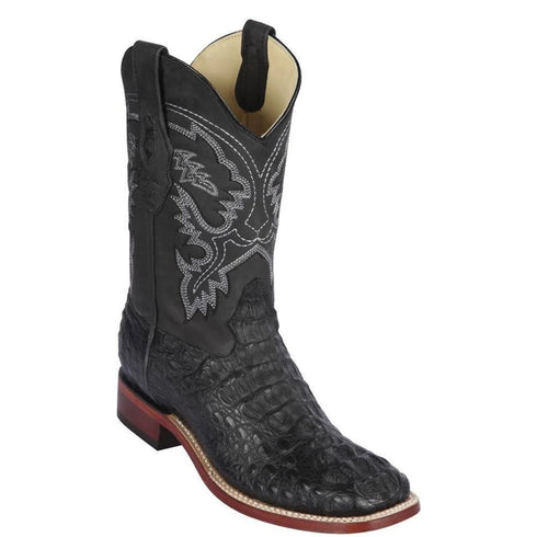 Black Hornback Caiman Boot Square Toe