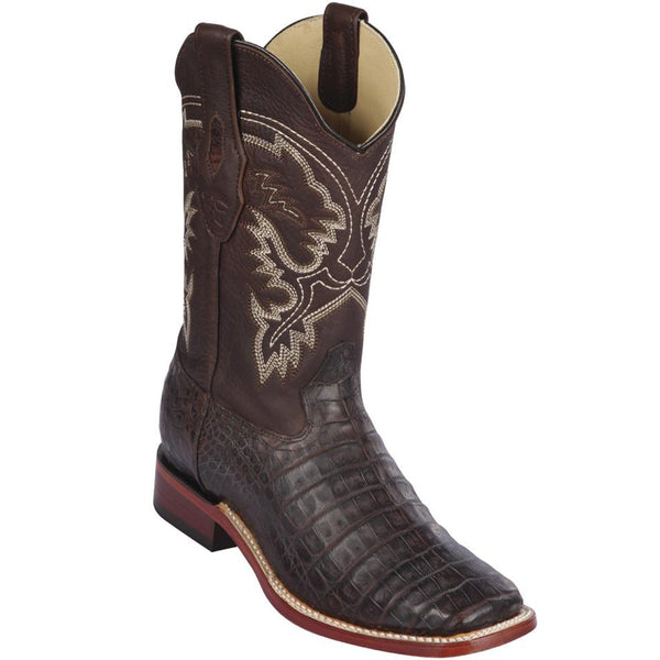 Los Altos Caiman Brown Square Toe Cowboy Boots