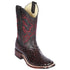 Black cherry ostrich square toe cowboy boots